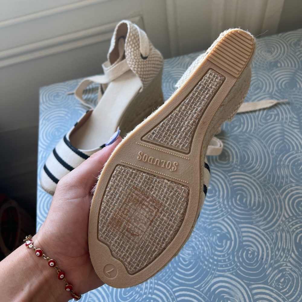 NEW Soludos ‘The Marseilles Wedge’ Size 7 Stripped - Picture 3 of 3